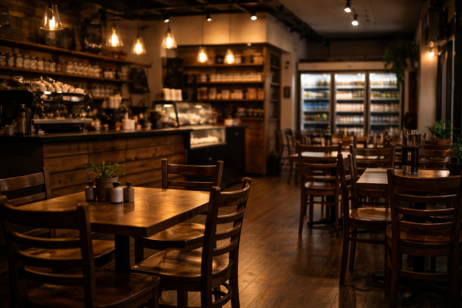 Empty small business interior during off-hours